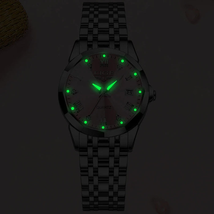 LIGE Orologio al Quarzo di Lusso per Donna, Elegante Bracciale Luminoso e Impermeabile, Regalo Ideale platinumshop