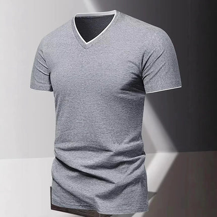 Men's Short Sleeve V-Neck T-Shirt, Men's Sporty Casual T-Shirt, Plain Simple Trendy Basic T-Shirt