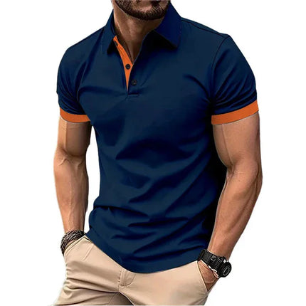 Polo da uomo manica corta Casual Slim Fit Color Blocking t-Shirt stile inglese Streetwear Polo per moda uomo