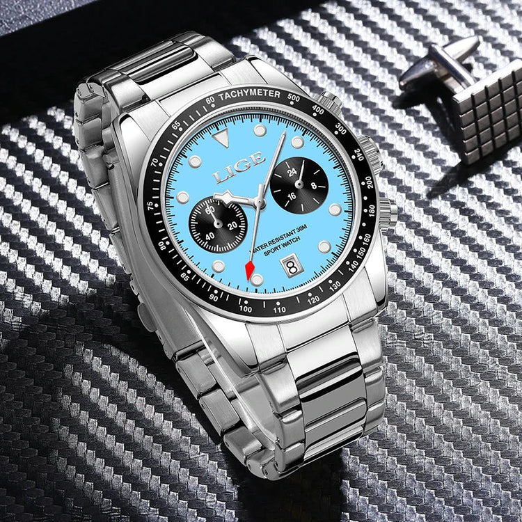 LIGE Nuovi orologi da uomo Orologi da polso al quarzo da uomo di lusso delle migliori marche Cronografo sportivo impermeabile e luminoso Relogio Masculino+BOX platinumshop