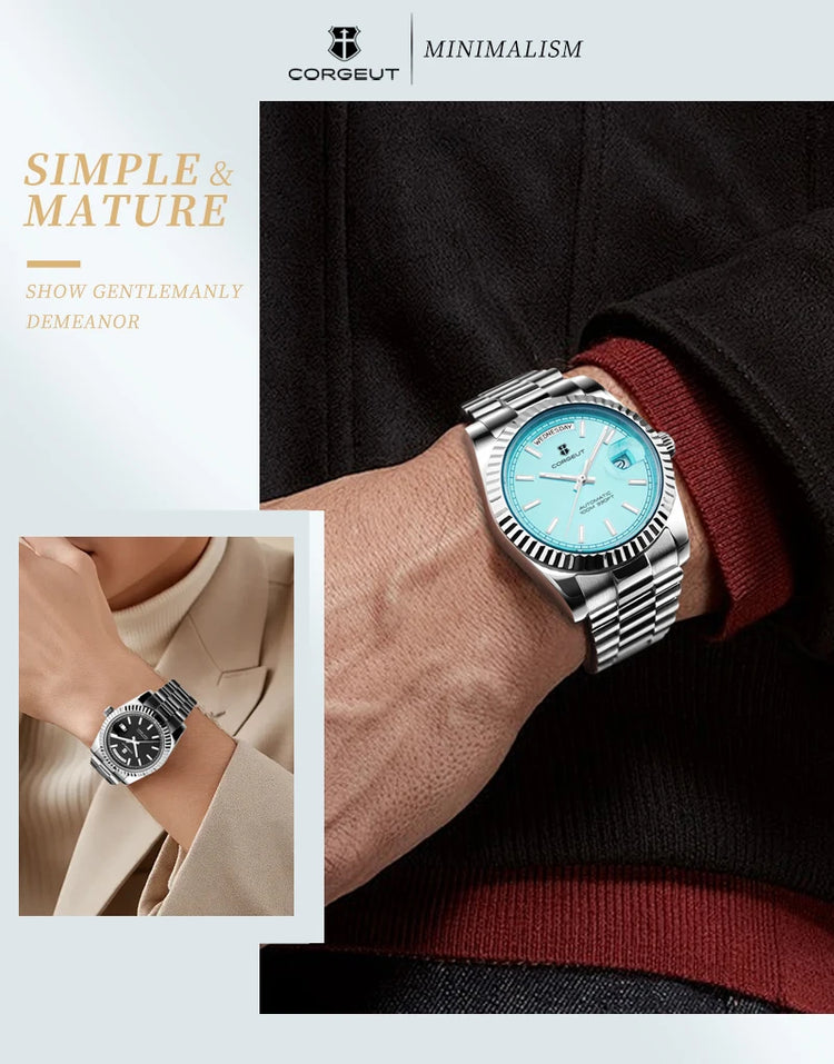 Custom Logo Diy 36/39MM Dial Automatic Mechanical Watches For Man Week Date Type Sapphire Luxury Waterproof Diving Man Watches