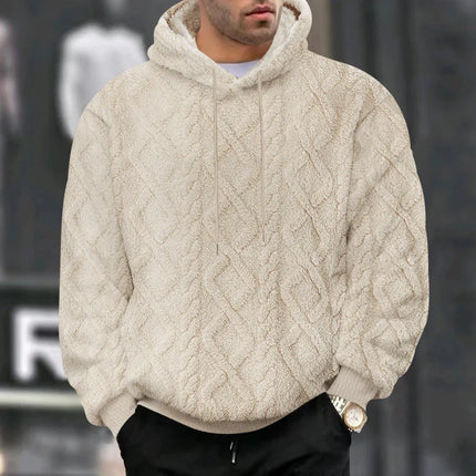 Autumn and Winter Leisure Men's High Street Jacquard Double-Sided Velvet Hooded Sports Trend Pullover Sweater Jacket
