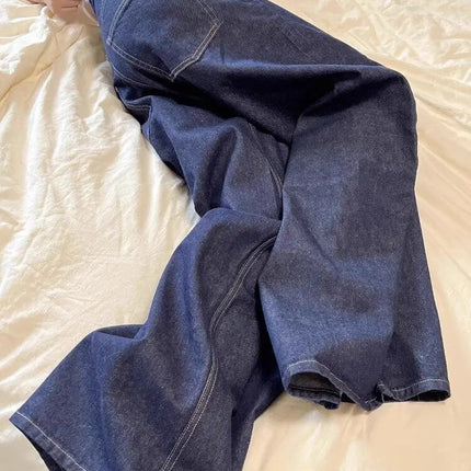 Nuovi jeans a gamba larga da donna americana nera High Street Vibe per l'autunno e l'inverno per uomo e donna pantaloni dritti larghi lavati