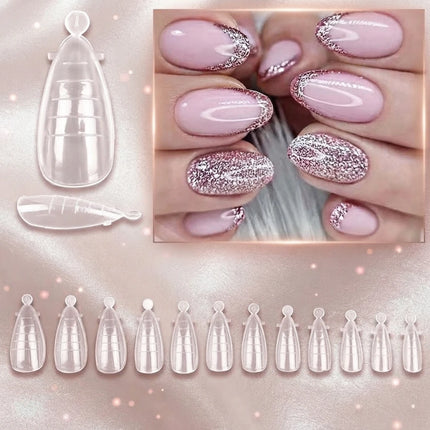 60Pcs Dual Nail Forms Extension Tips Mold Quick Building False Nails Short Almond Acrylic Upper Forms DIY Art Manicure Tool 2027