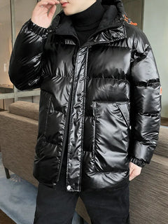 Autumn Winter Men's Cotton-padded Clothes Casual Winter Jacket Men's Thickened Thermal Glossy Jackets Large-size Men's Parkas