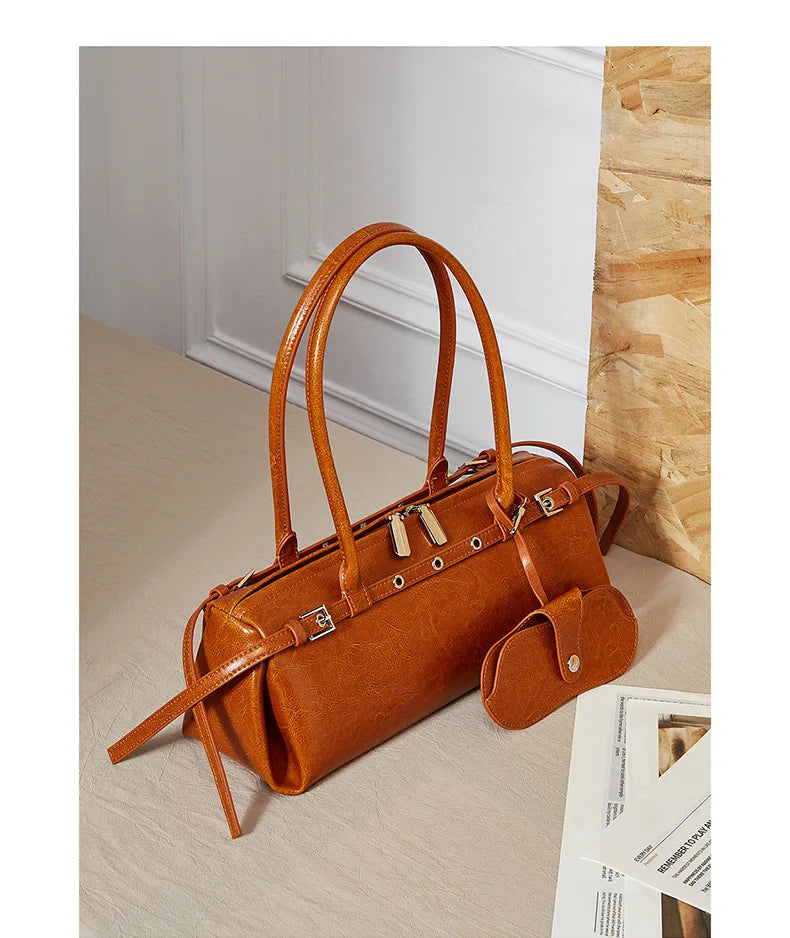 YANATARI underarm cowhide Genuine leather handbags women vintage shoulder bag female  luxury bag high quality long bag