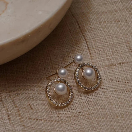 Gioielli in oro 14k di lusso Orecchini in oro reale Zircone Perla Twist Orecchini a bottone di lusso per le donne Brincos Pendientes Bijoux platinumshop