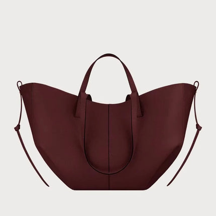 Grande borsa tote in pelle morbida con bordo regolabile, manici lunghi, borsa capiente per lavoro e shopping quotidiano