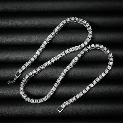 Classical 4MM Tennis Chain Iced Out Bracelet Necklace Men Fashion Hip Hop Jewelry Women 8/16/18/20/24inch Choker Punk Party Gift PlatiNum