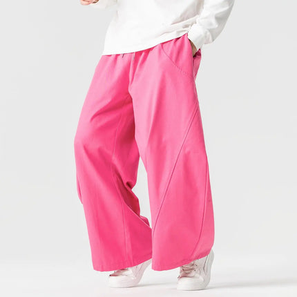 Pantaloni Primaverili 2026 da Uomo, Comodi e Larghi in Cotone, Stile Hip Hop, Tinta Unita, Moda Casual, Gamba Larga, Taglie Forti fino a 5XL