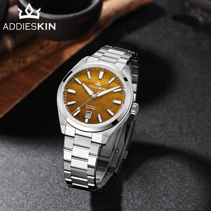 AddiesKin K010 Automatic Watch for Men Natural Tiger Eye Dial Miyota 9015 Movement Sapphire Crystal 200 Waterproof Luminous Gift