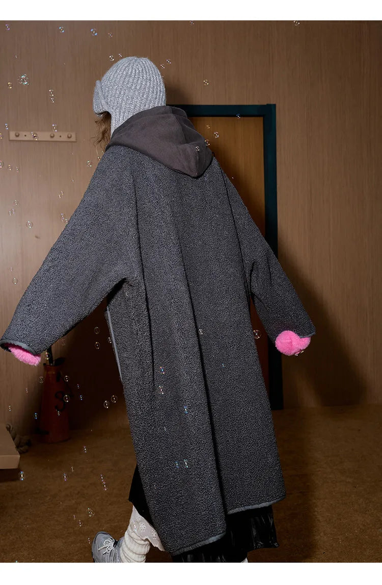 2025 New Lazy Style Oversized Women's Long Hooded Coat Cozy British Trench Jacket With Drawstring For Winter Casual Chic Fashion