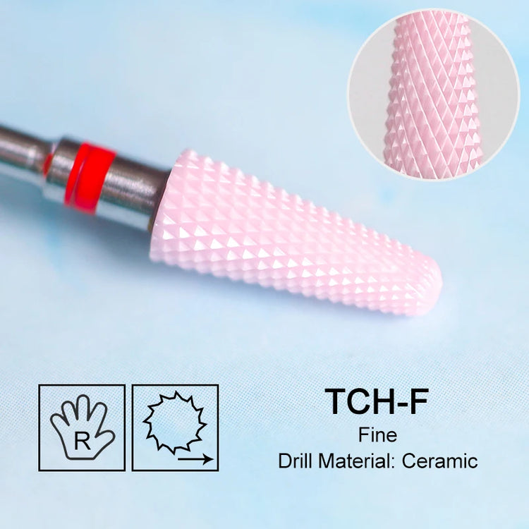 Pink Ceramic Carbide Nail Drill Bits Milling Cutter For Gel Polish Remover Electric Nail Machine Polishing Peeling File Home Salon Manicure Pedicure Accessories