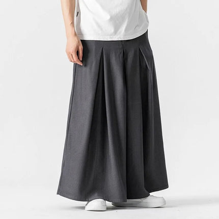 Pantaloni Larghi Samurai Giapponesi da Uomo in Cotone e Lino, Comodi e Casual, Stile Harun, Taglie Fino a 5XL