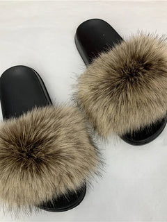 Pantofole soffici da donna Pantofole morbide da donna estive in pelliccia sintetica Sandali eleganti con punta aperta Scarpe da spiaggia comode pelose per interni ed esterni