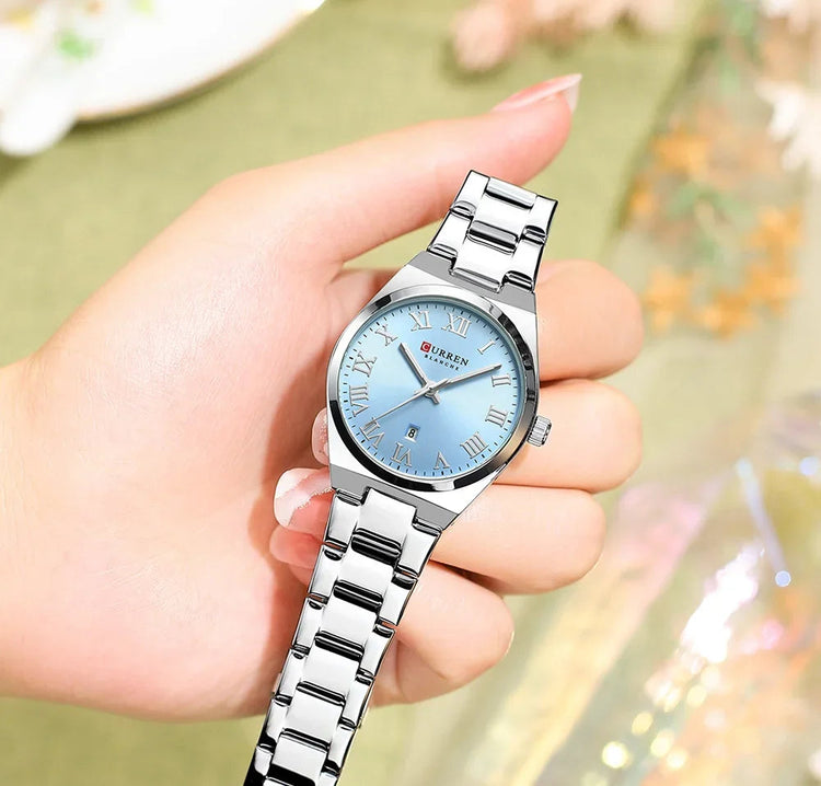 CURREN Orologio da donna, Orologi da donna, Orologi da donna, Abito alla moda impermeabile Bracciale in acciaio inossidabile Orologi analogici Data platinumshop
