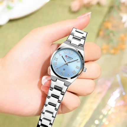 CURREN Orologio da donna, Orologi da donna, Orologi da donna, Abito alla moda impermeabile Bracciale in acciaio inossidabile Orologi analogici Data platinumshop