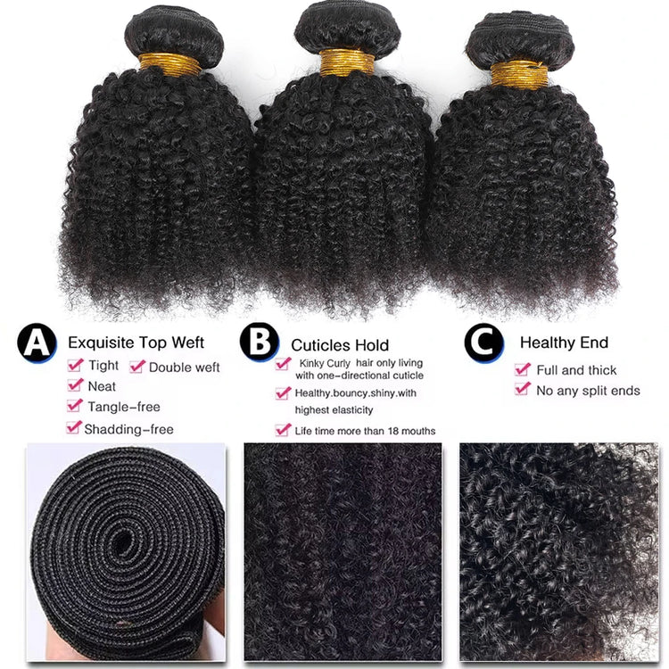 10-24inch Afro Kinky Curly Human Hair Bundle Deal Brazilian Afro Deep Jerry Curly Raw Virgin Human Hair Weave Hair Extension