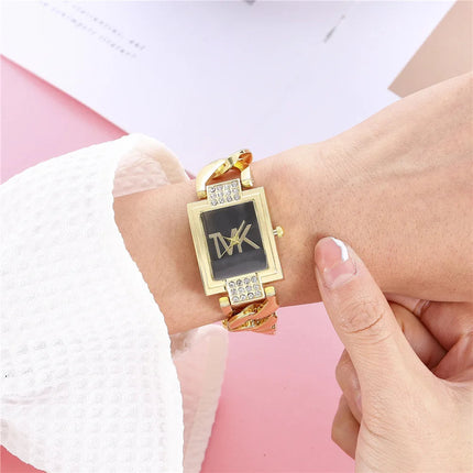 UTHAI Orologio da donna con diamanti quadrati intarsiati quadrati leggeri Orologi al quarzo moda di lusso Orologio da polso da donna con cinturino in metallo Orologio da ragazza platinumshop