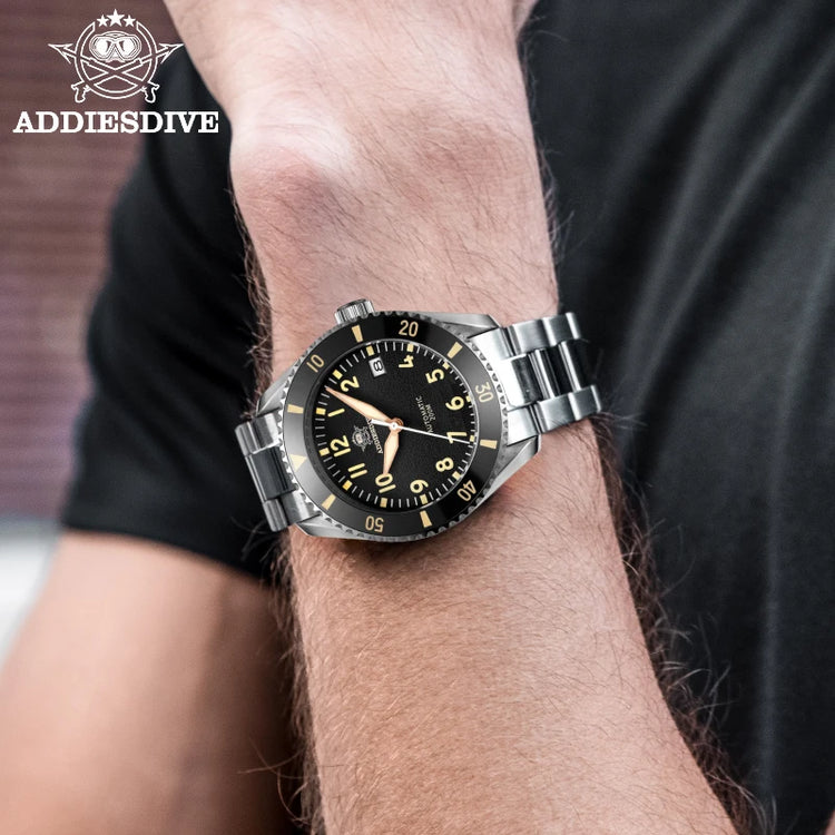 ADDIESDIVE Luxury Men's Watch MY-H9 Sapphire Crystal Ceramic Bezel 200m Waterproof Retro Luminous Diving Mechanical Wristwatch