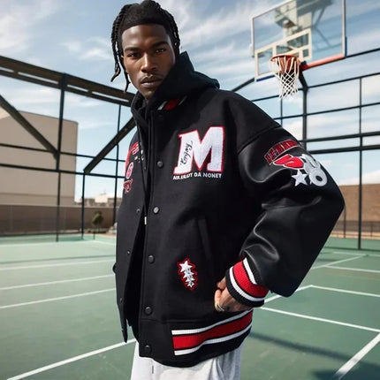Streetwear Bomber Baseball Jacket Men Y2K Hip Hop Letter Embroidered Leather Retro Jacket Men Motorcycle Wear Zipper Coats Male