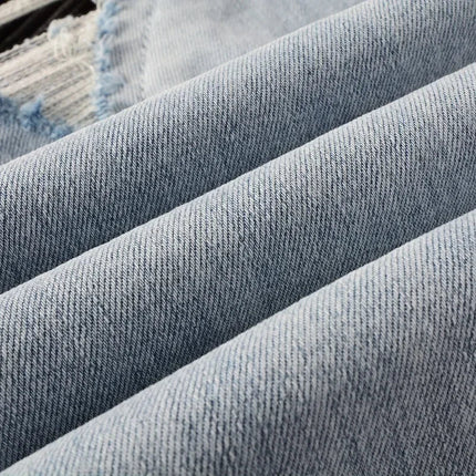 High Street Jeans Patch Hand-worn Holes Slim Skinny Jeans for Men PlatiNum