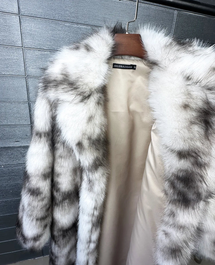 ZADORIN New 130cm Long Fluffy Faux Fox Fur Coat Woman Elegant Lapel Thick Warm Faux Fur Jacket Woman Winter Fur Coats Outerwears