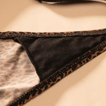 Ice Slik Low Waist Girls G String Leopard Flower Women Panties Sexy Briefs Thong T-back Underwear Female Lingerie Size S-XL