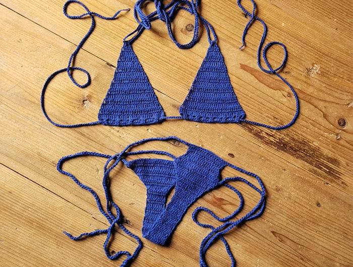 Set Bikini Lavorato a Mano all'Uncinetto, Costume da Bagno Sexy da Donna, Stile Bohémien, Attrezzatura da Nuoto in Cotone, Accessori Sportivi PlatiNum