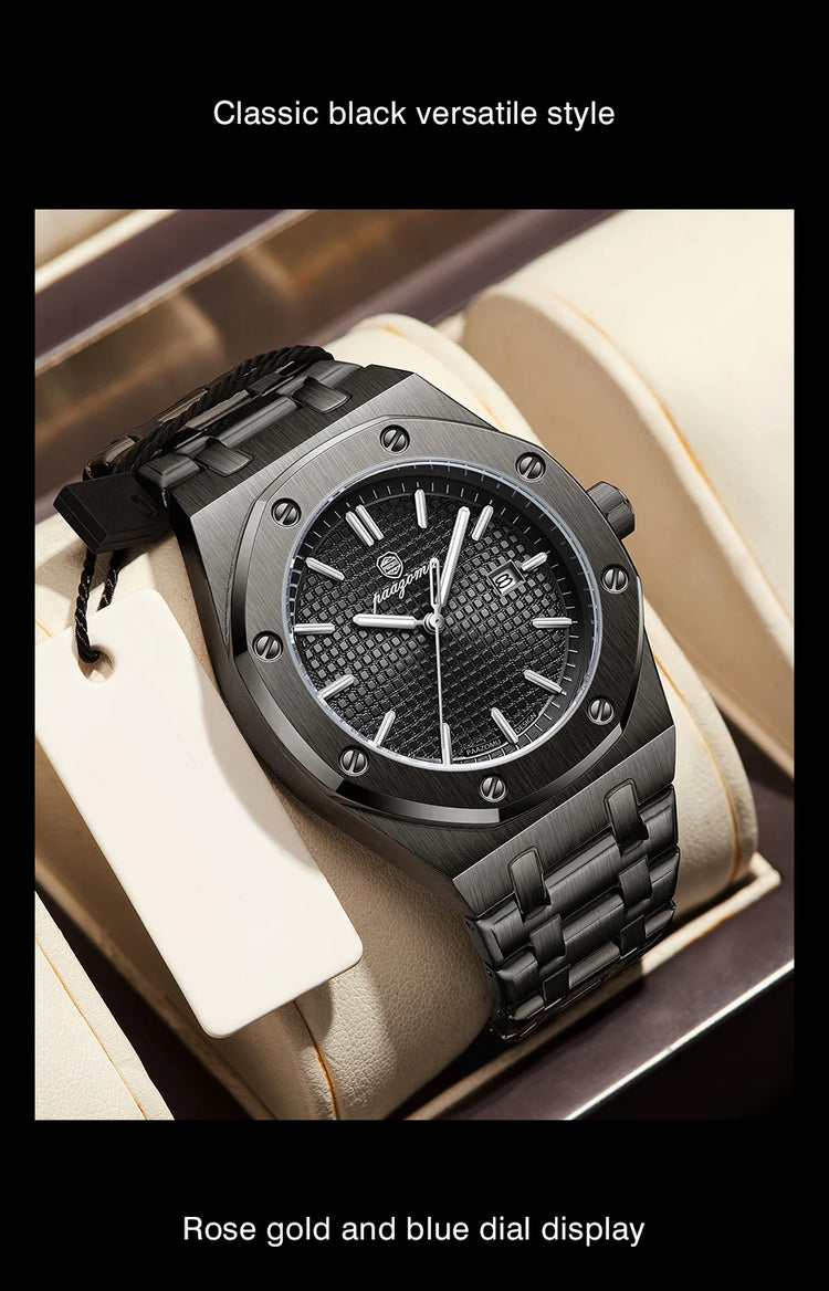 Customized Watch PAAZOMU Business Man Wristwatch Waterproof Luminous Date Men Watch Stainless Steel Quartz Watches For Men Reloj