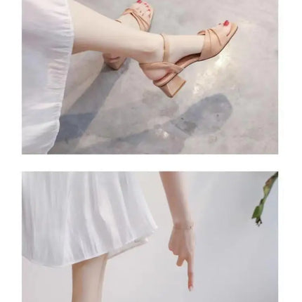 Versatile women's mid-heel platform sandals, new fashionable 2026 spring single-strap high-heeled Roman sandals