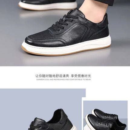 2026 New Men's Leather Shoes Casual Spring Autumn Fashionable Genuine Cowhide Slip-On Breathable Comfortable Anti-Slip Shoes