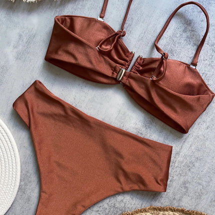 Bikini a Fascia Push-Up Donna 2024, Costume da Bagno Sexy Femminile, Set Bikini Brasiliano con Perizoma, Tinta Unita, Abbigliamento da Spiaggia platinumshop