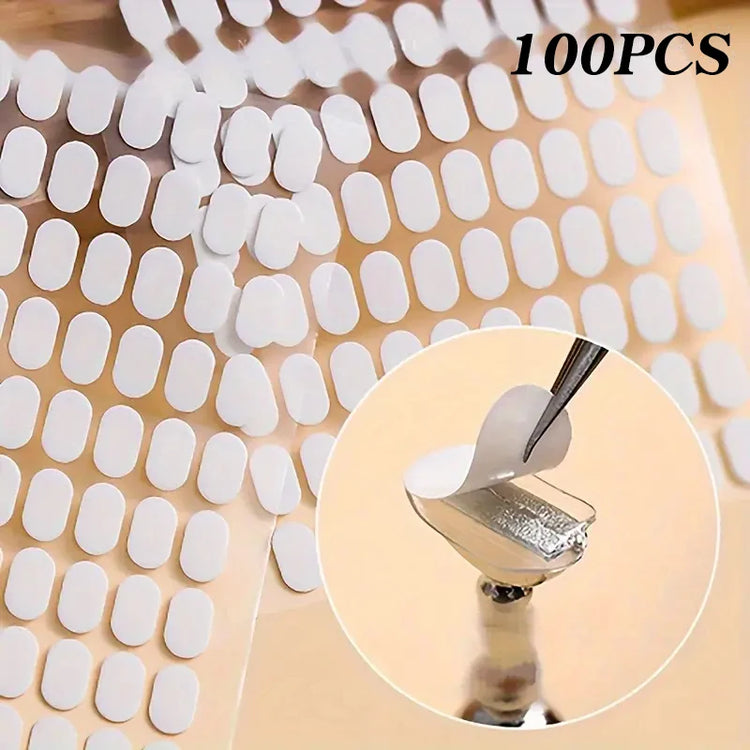 100Pcs Nail Art Display Tapes Clear Double Sided Adhesive Nail Stands Tabs Nail Display Strips for Nail Art Display Stand