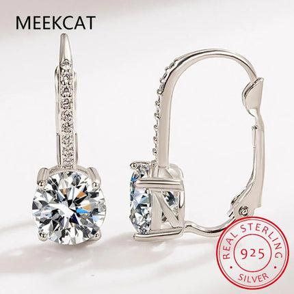 18K Gold 2 Carat Moissanite Hoop Earrings 8mm Lab Diamond Earring for Women Original 925 Silver Jewelry Huggies PlatiNum