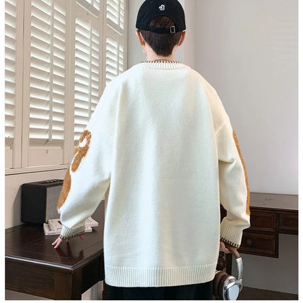 2025 New Letter Jacquard O-Neck Knitwear Men's American Fashion Retro Knitted Sweater Autumn Hip Hop Long Sleeve Y2K Pullovers