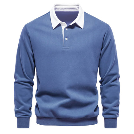 2025 Spring Autumn Polo Neck Sweatshirts for Men Fashion Smart Casual Cotton Mens Hoodies Sweatshirts High-Quality Pullover Tops