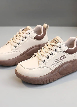 New Women's Shoes 2024 Spring Thick Sole Elevated Shoes Sports Shoes Women's Shoes Student Street Casual Board Shoes PlatiNum