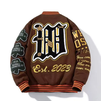 Spring Autumn Cool Stylish Men's Instagram High street Fashion Brand Embroidery Baseball Jacket Men's Women's Vintage Loose Coat