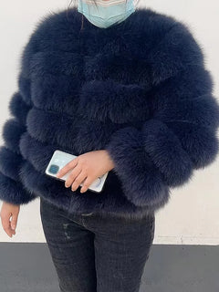 100% natural fur jacket  Real Fur Coat Winter Jacket Women Natural Fox Fur Luxury Fashion 50cm Short