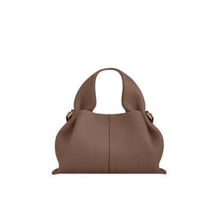 Borsa a Tracolla Cloud Dumpling da Donna, Borsa a Spalla Minimalista di Lusso in Vera Pelle Composita di Vacchetta, Piccola Dimensione