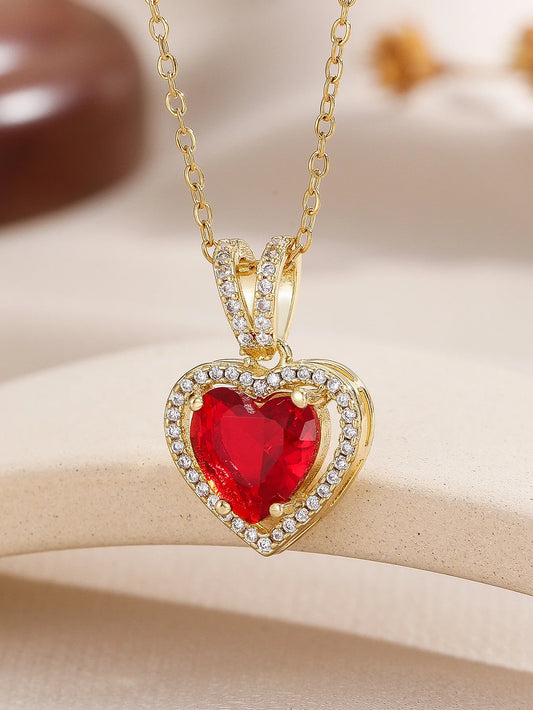 Collana con ciondolo amore scavato, serie stile INS, regalo per gli amici