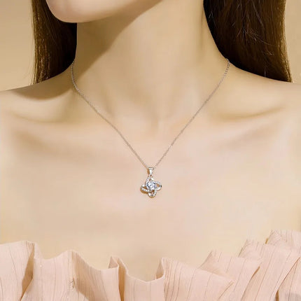 Collane in Argento Sterling 925 con Zirconia Cubica 6A per Donne, Nuova Tendenza Brillante, Gioielli Geometrici alla Moda per Feste Serali e Regali PlatiNum