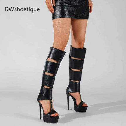 Summer sexy high heel platform  women sandal belt peep toe night party sandal PlatiNum