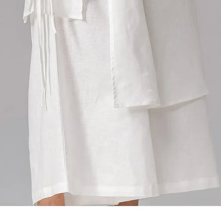 Pantaloni da uomo irregolari in cotone e lino, stile Harajuku, a gamba larga, tinta unita, casual, con elastico in vita, vestibilità ampia, stile punk