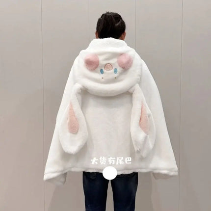 Anime Fox Cloak Fox Cape Cartoon Cloak Coral Fleece Keep Warm Air Blankets Cosplay Costumes Lovely Soft Birthday Valentine Gifts