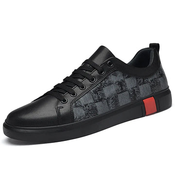 Europe New Shoes for Men Genuine Leather Casual Shoes Cool Black Flat Skateboard Shoes Street Fashion Sneakers