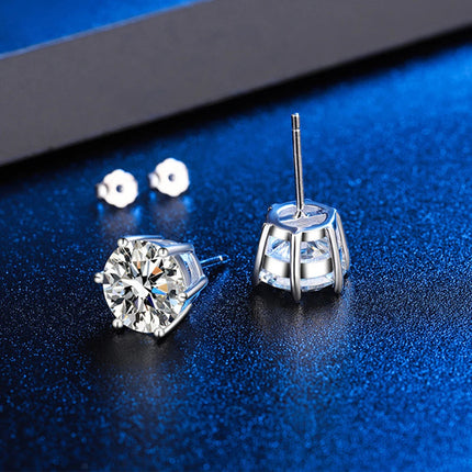 100% 925 sterling silver GRA Certified 0.3-3CT real Moissanite D color VVS1 six-jaw stud earrings Women Wedding Band Jewelry PlatiNum