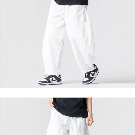 Pantaloni Estivi Leggeri da Uomo e Donna, Streetwear con Coulisse, Stile Y2K, Cargo, Tinta Unita, Gamba Larga, Taglie Forti fino alla 5XL