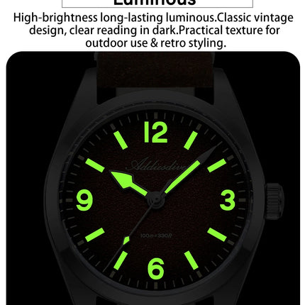 ADDIESDIVE New Quartz Watch Luxury Sapphire 2035 Movement 36mm Men Watch C3 Luminous Diving 100m Waterproof 316L Stainless Steel
